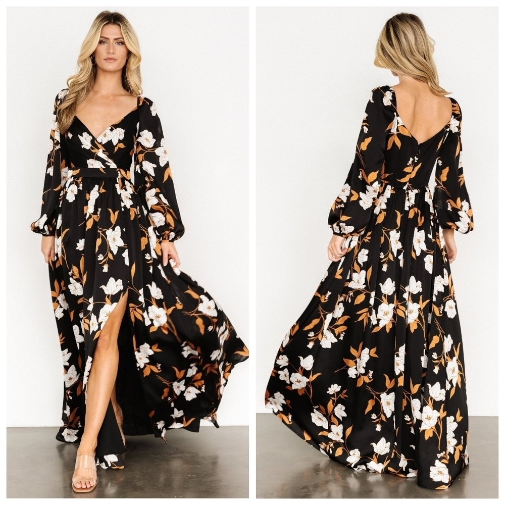 Baltic Born Tristan Black Floral Long Sleeve Maxi Dress